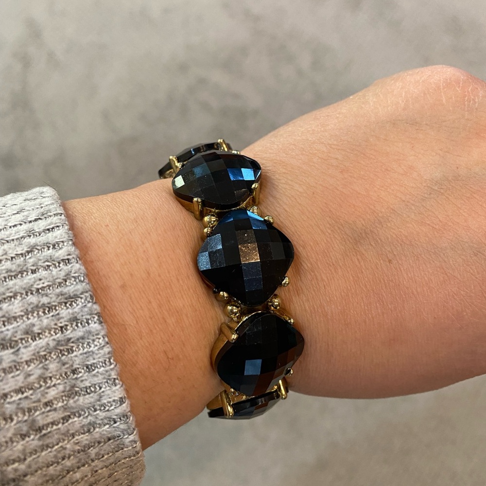 J. Crew Factory Elegant Black and Gold Women's Bracelet Stretch NEW